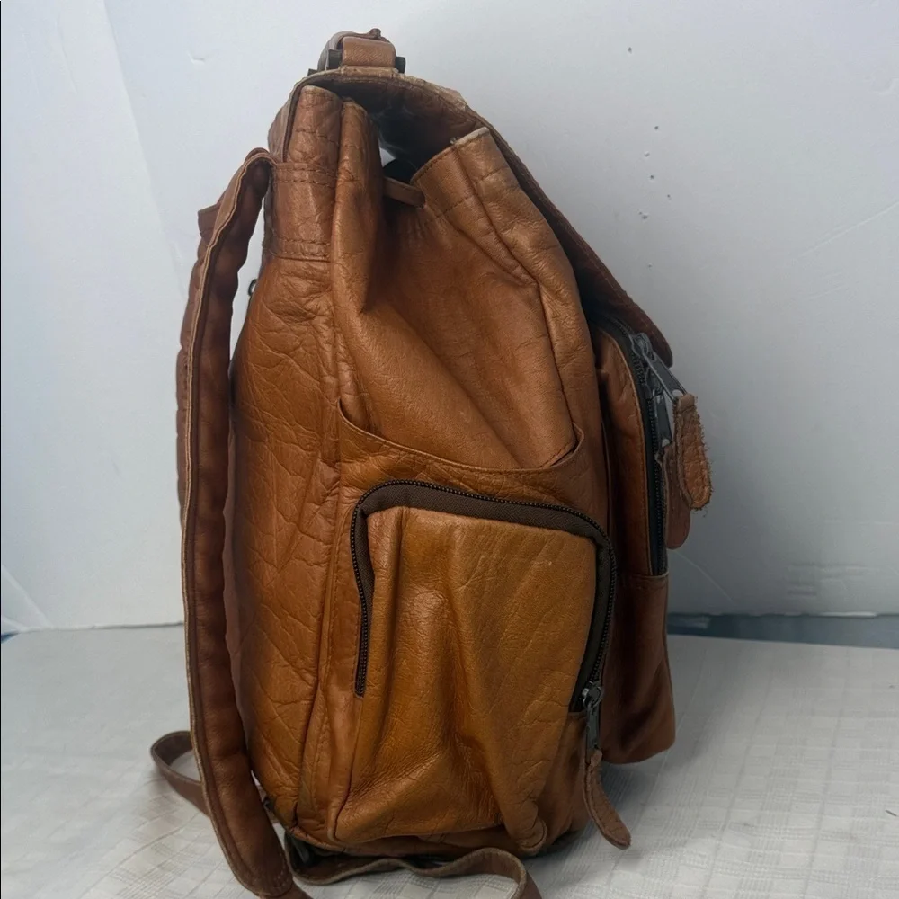 Vintage Tan Leather Backpack